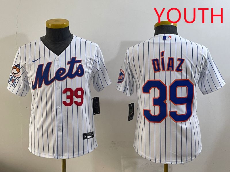 Youth 2025 New York Mets #39 Diaz White Stripe Game Nike MLB Jersey style 6->youth mlb jersey->Youth Jersey
